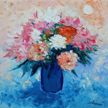 Moon and Flowers 24x24